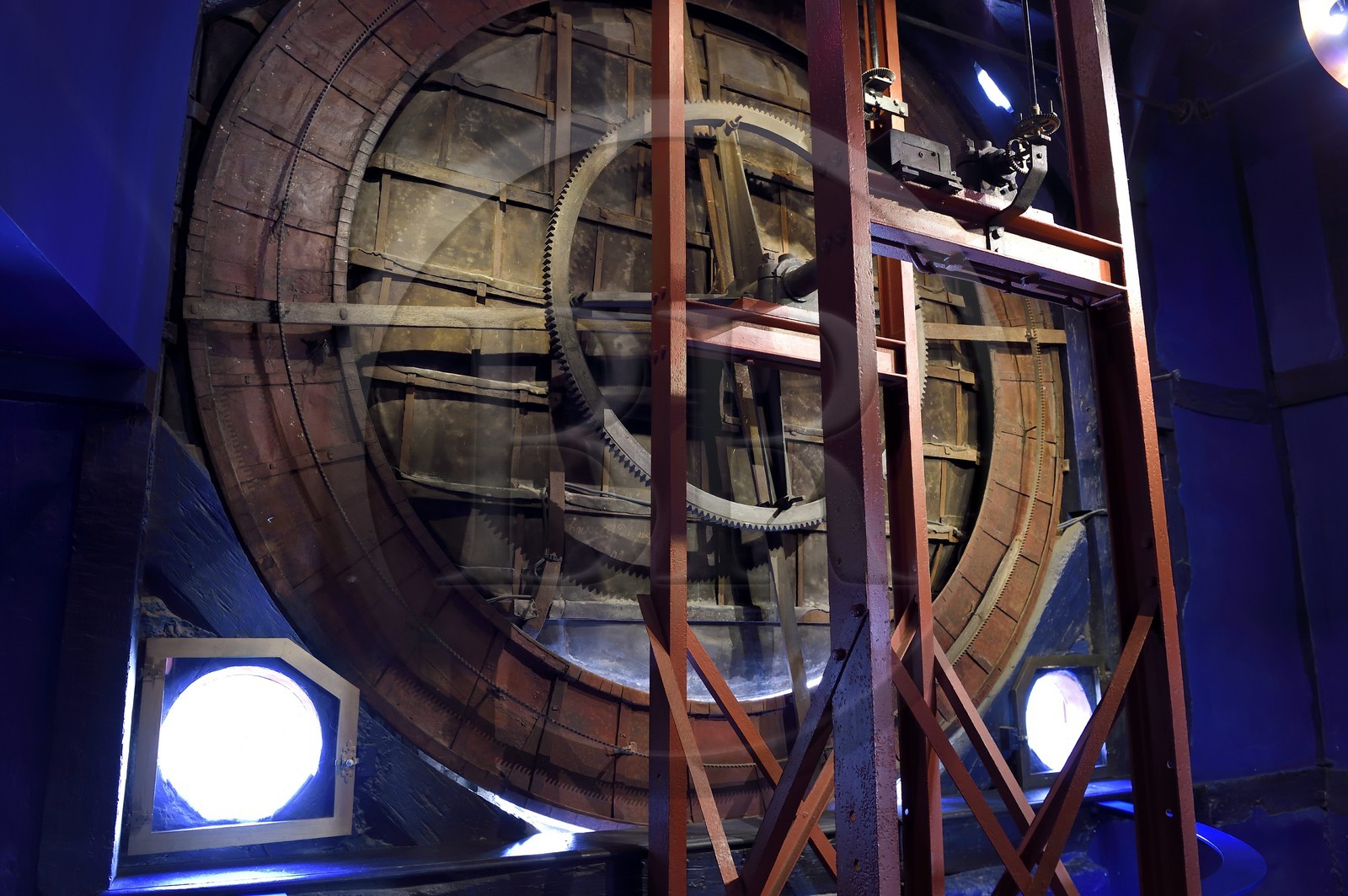 France, Seine-Maritime, Rouen, the Gros Horloge is an astronomical clock dating back to the 16th century, rear view inside the pavilion