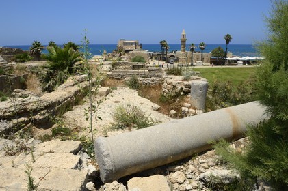 Israël, district d'Haifa, Césarée (Caesarea Maritima), port  de la citadelle des croisés construit sur les ruines de Césarée